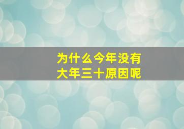 为什么今年没有大年三十原因呢