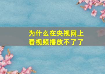 为什么在央视网上看视频播放不了了