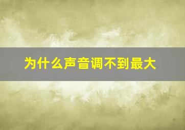 为什么声音调不到最大