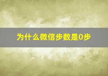 为什么微信步数是0步