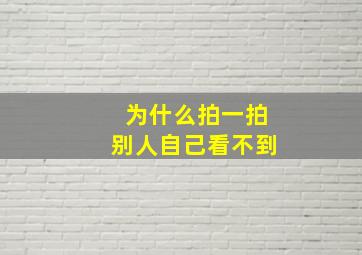 为什么拍一拍别人自己看不到