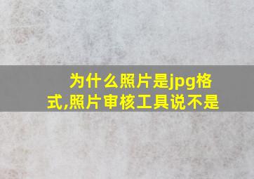 为什么照片是jpg格式,照片审核工具说不是