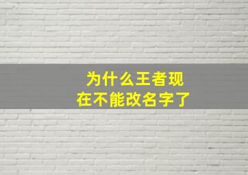 为什么王者现在不能改名字了