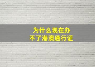 为什么现在办不了港澳通行证