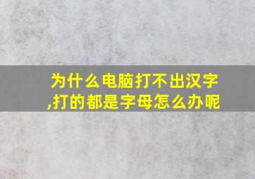 为什么电脑打不出汉字,打的都是字母怎么办呢