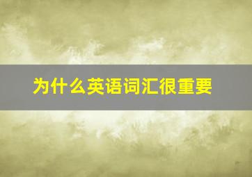 为什么英语词汇很重要