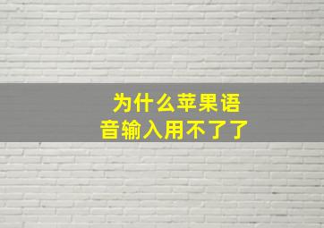 为什么苹果语音输入用不了了