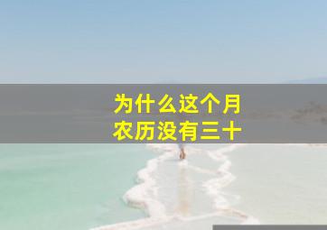 为什么这个月农历没有三十