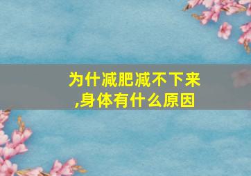 为什减肥减不下来,身体有什么原因