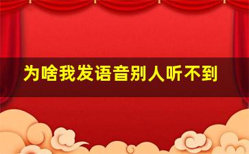 为啥我发语音别人听不到