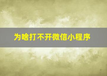 为啥打不开微信小程序