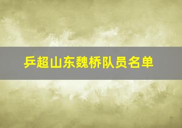 乒超山东魏桥队员名单