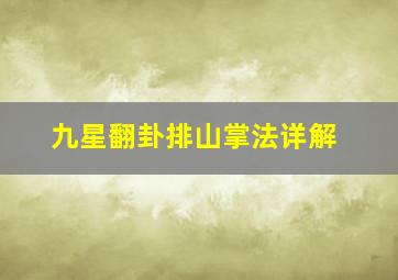 九星翻卦排山掌法详解