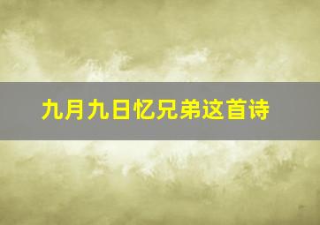 九月九日忆兄弟这首诗