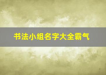 书法小组名字大全霸气