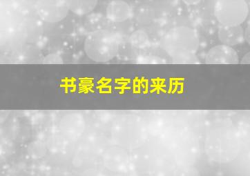 书豪名字的来历