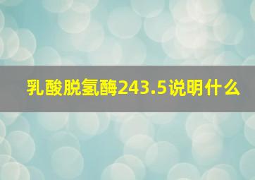 乳酸脱氢酶243.5说明什么