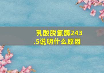 乳酸脱氢酶243.5说明什么原因