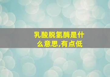 乳酸脱氢酶是什么意思,有点低