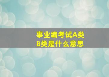 事业编考试A类B类是什么意思