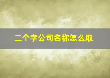 二个字公司名称怎么取