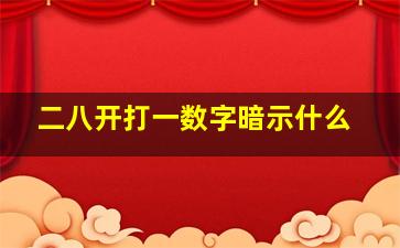 二八开打一数字暗示什么