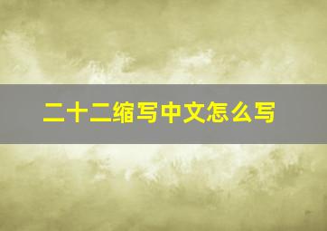 二十二缩写中文怎么写