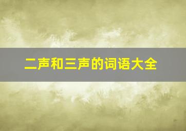 二声和三声的词语大全