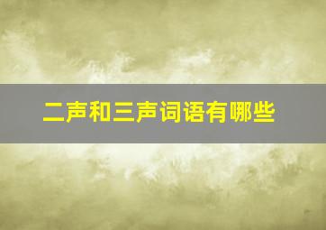 二声和三声词语有哪些