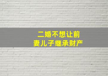 二婚不想让前妻儿子继承财产