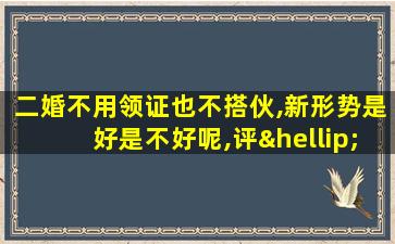 二婚不用领证也不搭伙,新形势是好是不好呢,评…