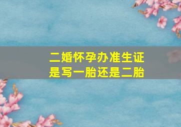 二婚怀孕办准生证是写一胎还是二胎