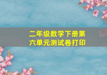 二年级数学下册第六单元测试卷打印