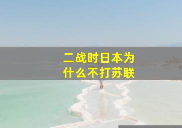 二战时日本为什么不打苏联