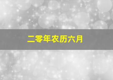 二零年农历六月