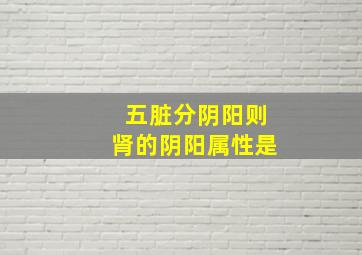 五脏分阴阳则肾的阴阳属性是