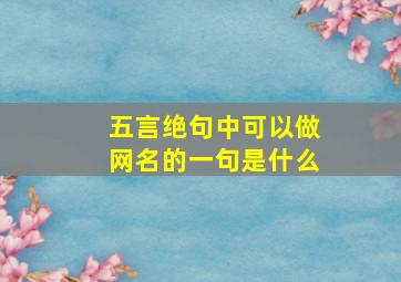 五言绝句中可以做网名的一句是什么