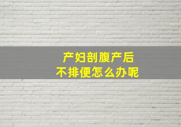 产妇剖腹产后不排便怎么办呢