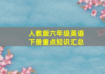 人教版六年级英语下册重点知识汇总