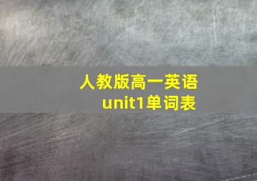 人教版高一英语unit1单词表