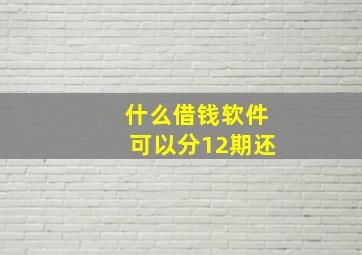 什么借钱软件可以分12期还