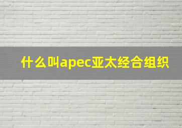 什么叫apec亚太经合组织