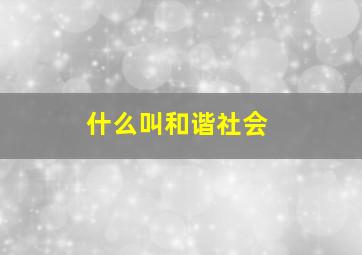 什么叫和谐社会