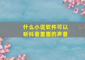 什么小说软件可以听抖音里面的声音