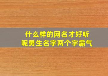 什么样的网名才好听呢男生名字两个字霸气