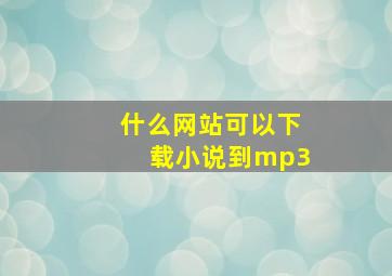 什么网站可以下载小说到mp3