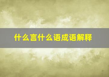 什么言什么语成语解释