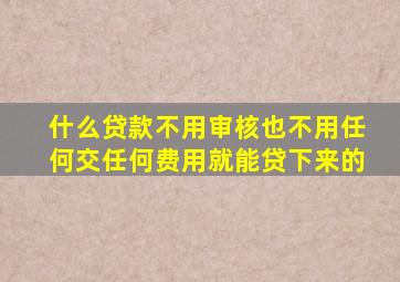 什么贷款不用审核也不用任何交任何费用就能贷下来的