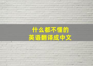 什么都不懂的英语翻译成中文