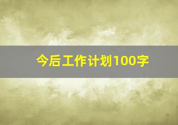 今后工作计划100字